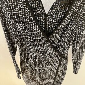Donna Karan Black and White Long Sleeve Dress